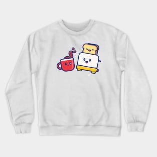 Cute Coffee With Toast Bread Cartoon Crewneck Sweatshirt